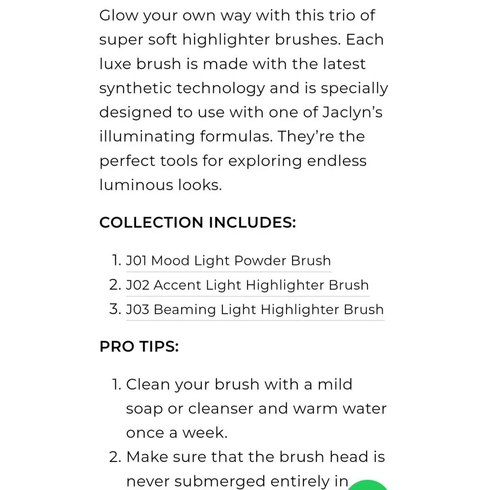 Jaclyn Cosmetics [Bring The Light] Highlighter Brush‎ Trio